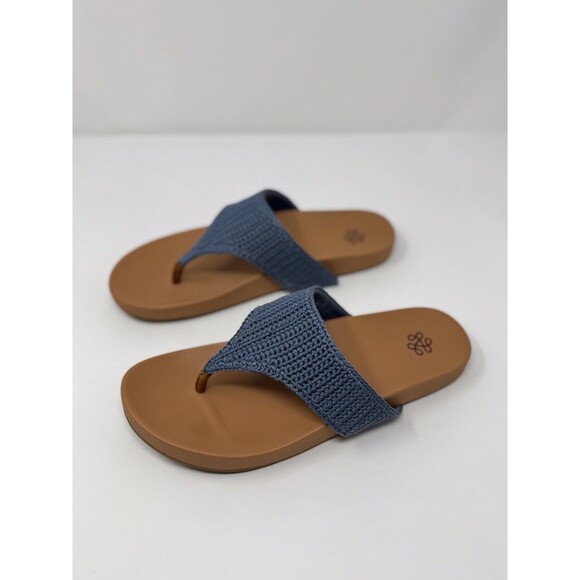 The Sak Womens Sandals Blue Shana Thong Crochet Flat Slide Slip On Boho US 8 - Picture 4 of 6